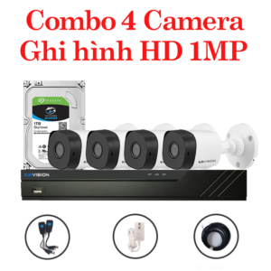 Trọn bộ 4 Camera KX-1001CV4 + 1 Đầu ghi hình 4 kênh KBVISION độ phân giải 1 Megapixel