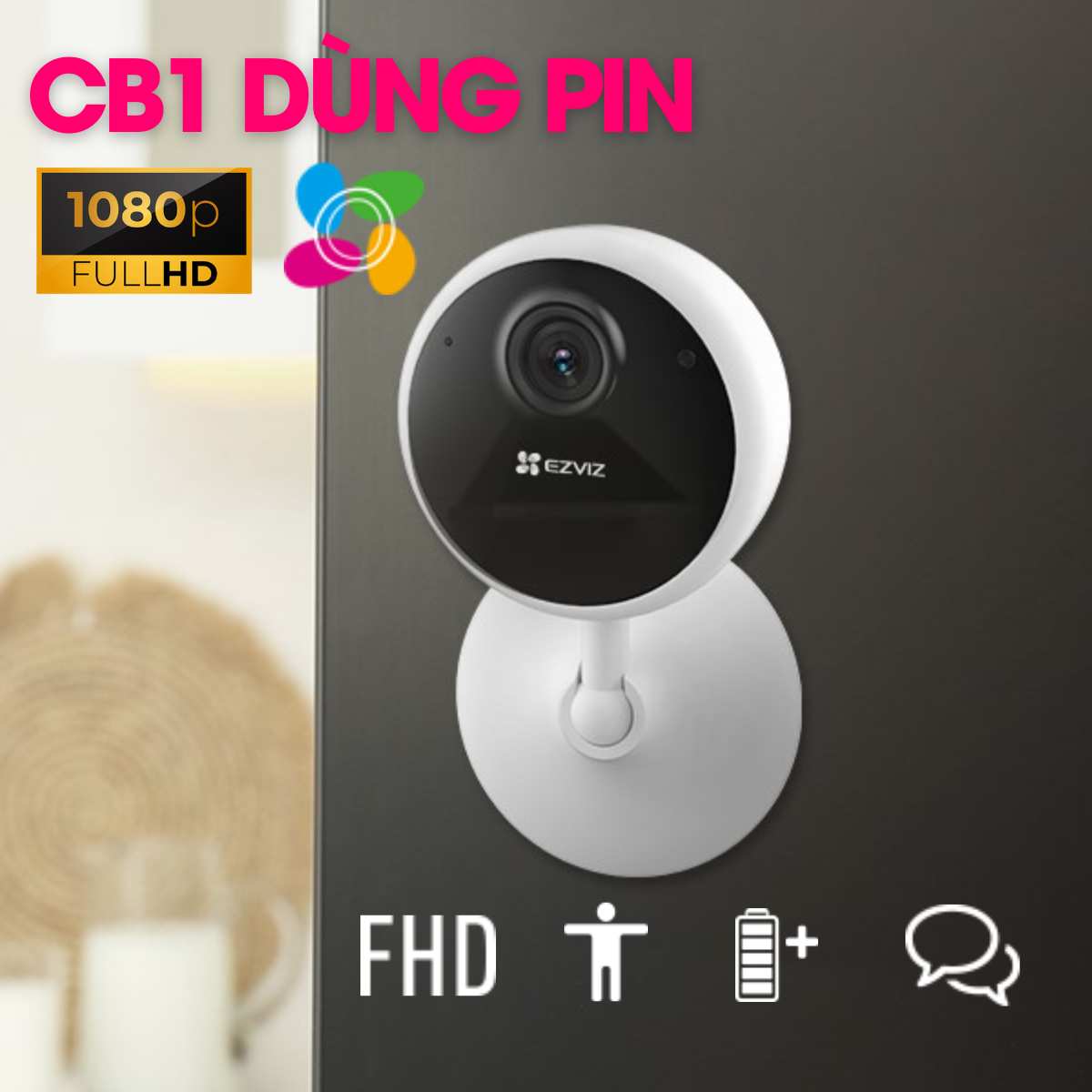 Camera wifi dùng pin Ezviz CB1 2MP, đàm thoại 2 chiều, phát hiện người thông minh